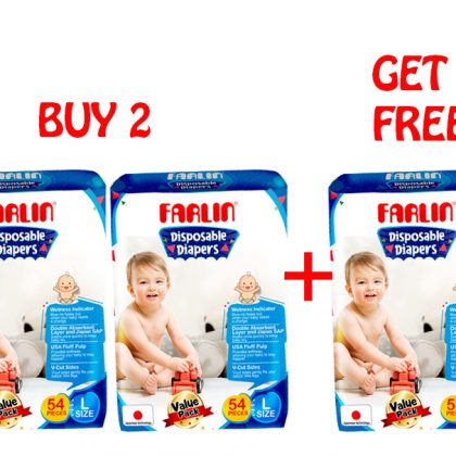 FARLIN BABY Dry Large – Buy 2 Get 1 FREE (L 54pcs x 3 packs Baby Pasting)